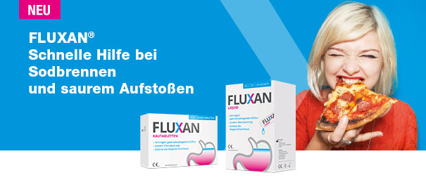 Fluxan – lang anhaltender Reflux-Schutz und Schutz der Magen- und Speiseröhren-Schleimhaut