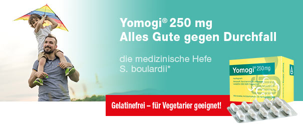 Yomogi 250 mg. Medizinische Hefe S. Boulardii. Schnell wirksam bei akuter Diarrhö, auch zur Vorbeugung*.
