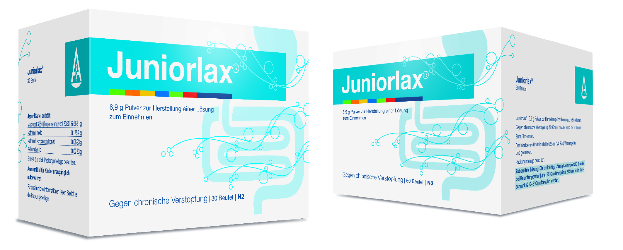 30er + 50er Packung Juniorlax – macrogolhaltiges Laxans speziell für Kinder